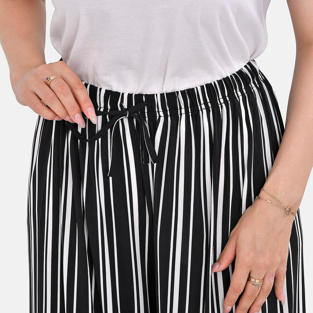 TAMSY Stripe Pattern Trousers (One Size) - Black - White