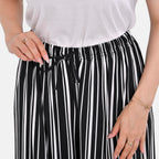 TAMSY Stripe Pattern Trousers (One Size) - Black - White