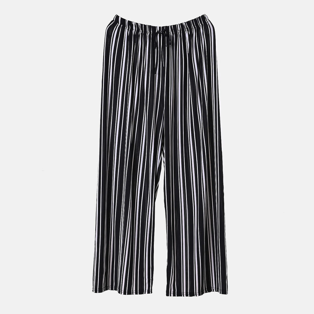 TAMSY Stripe Pattern Trousers (One Size) - Black - White