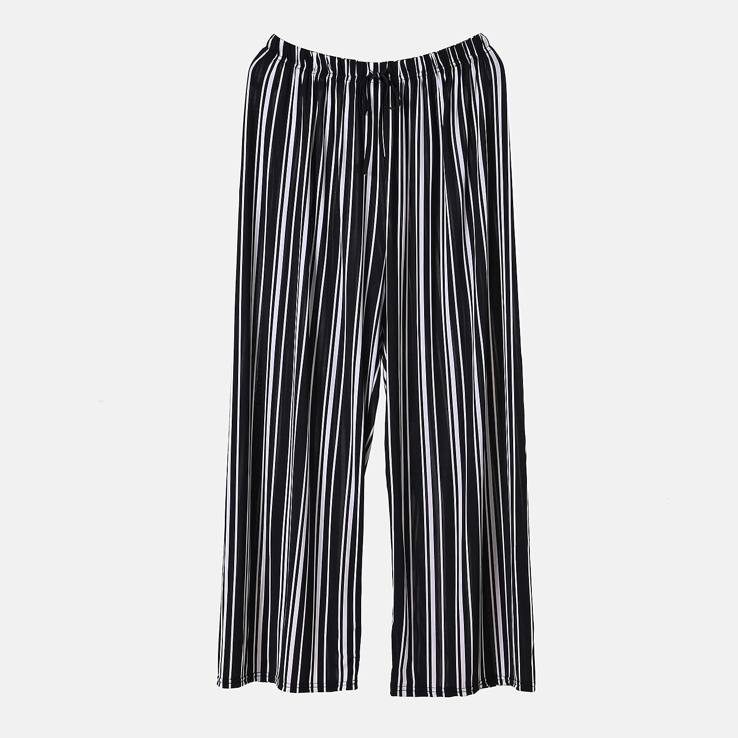 TAMSY Stripe Pattern Trousers (One Size) - Black - White