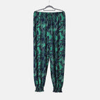 TAMSY Tropical Leaf Pattern Elastic Waist Band Trousers (One Size, 8-16) - Green