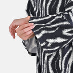 Zebra Print Stretchable Jersey Top with Stacked Collar (One Size 8-18) - Black & White