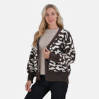 Tamsy Printed Cardigan - Brown & Beige Leopard Print