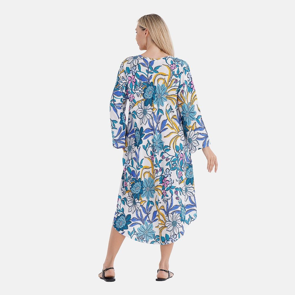 Tamsy 100% Viscose Classic Floral Printe Midi Dress (Size 20 to 26) - Multicolor