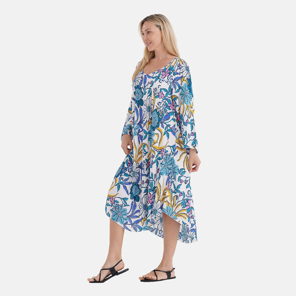 Tamsy 100% Viscose Classic Floral Printe Midi Dress (Size 20 to 26) - Multicolor