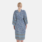 Viscose Wrap Style Exclusive Floral Print Wrapover (One Size) - Blue - White