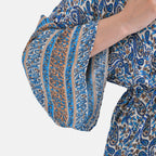 Viscose Wrap Style Exclusive Floral Print Wrapover (One Size) - Blue - White