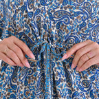 Viscose Wrap Style Exclusive Floral Print Wrapover (One Size) - Blue - White