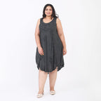 Summer Closeout - Tamsy 100% Viscose Sequin Floral Embroidery Umbrella Dress (One Size 8-18) - Charcoal