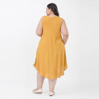 100% Viscose Sequin Embroidered Umbrella Dress with Pockets (One Size, 8-18) - Gold