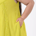 Summer Closeout -TAMSY 100% Viscose Sequin Floral Embroidery Umbrella Dress - (One Size 8-18) - Lime