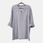 La Marey Cotton Blend 3-4 Sleeve Button Down Blouse (Size XL) - Grey
