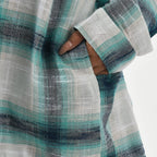 LA MAREY 100% Cotton Y-D Check Pattern With Side Two Pocket Shirt  (Size XL 20 - 22) - Green