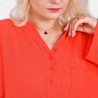 La Marey Cotton Blend 3-4 Sleeve Blouse (Size XL) - Orange