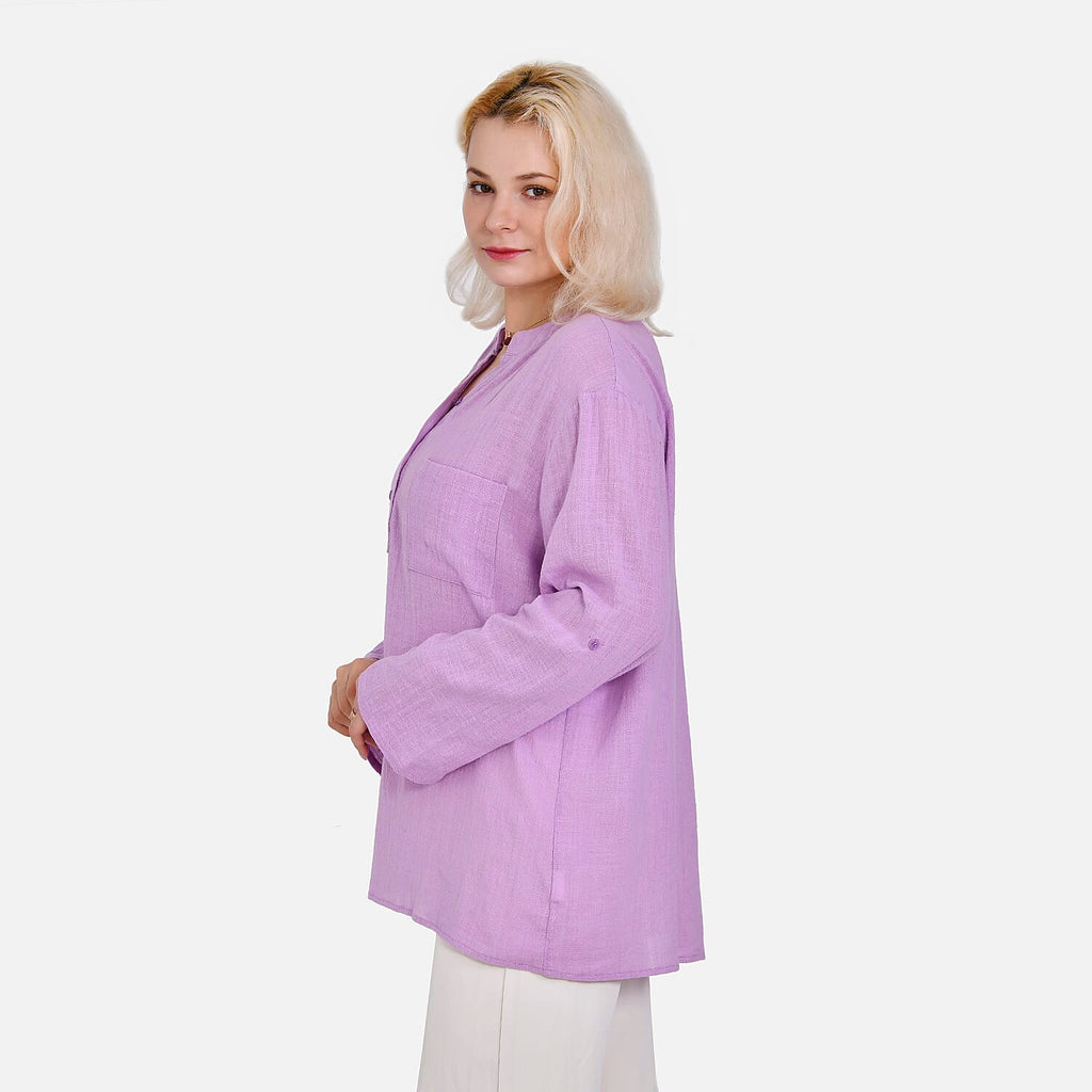 La Marey Cotton Blend 3-4 Sleeve Blouse (Size L) - Purple