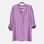 La Marey Cotton Blend 3-4 Sleeve Button Down Blouse (Size XL) - Purple