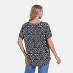Tamsy Short Frill Sleeve V-Neck Relaxed fit Blouse (Size L-XL) - White & Black