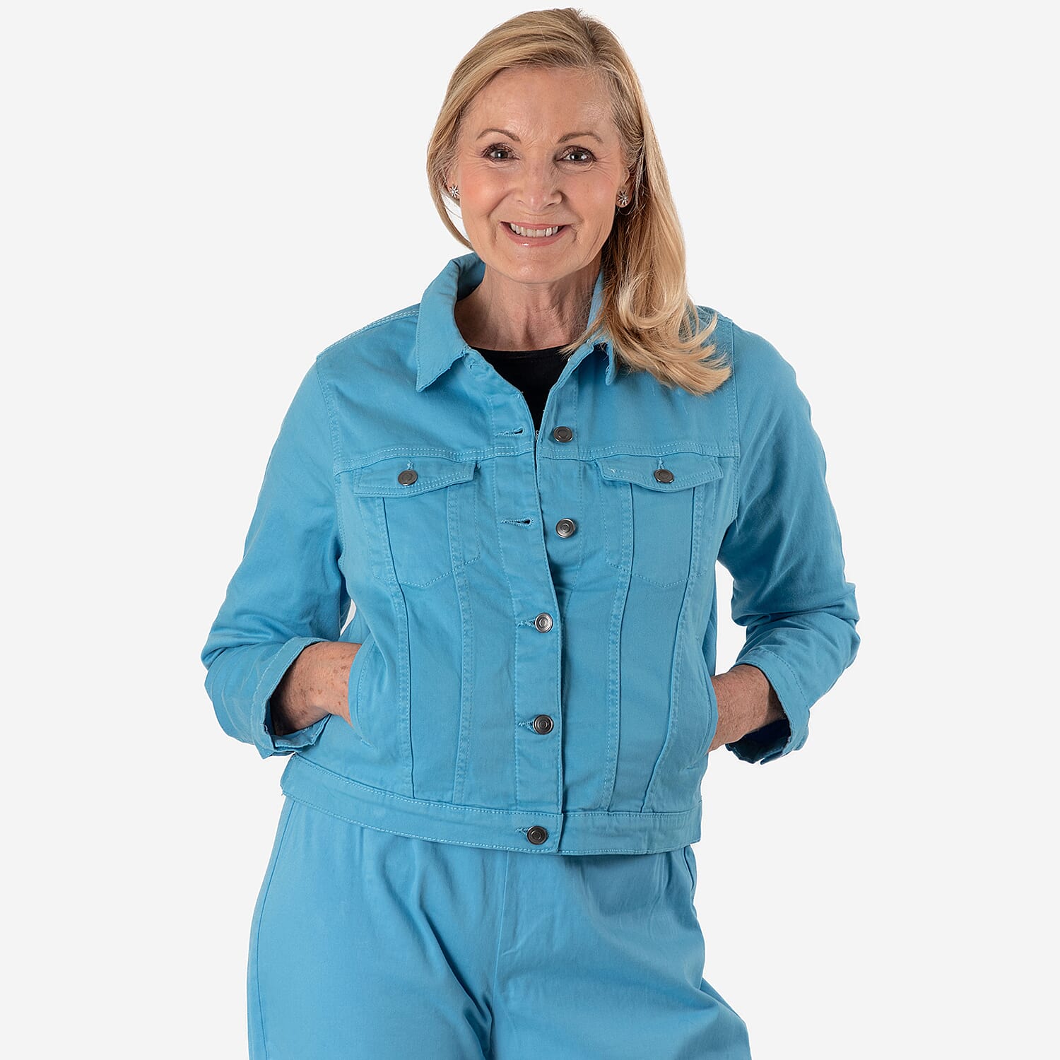 Tamsy Stretch Twill Jacket - Lightweight & Stylish (Size 20) - Turqouise