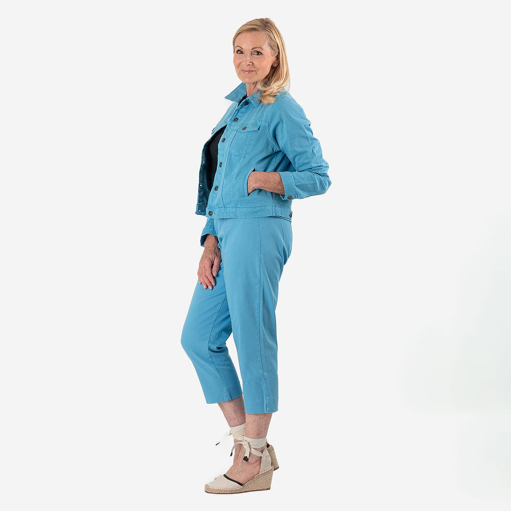 Tamsy Stretch Twill Jacket - Lightweight & Stylish (Size 20) - Turqouise