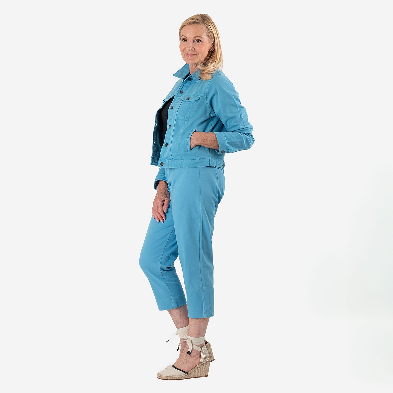 Tamsy Stretch Twill Jacket - Lightweight & Stylish (Size 22) - Turqouise