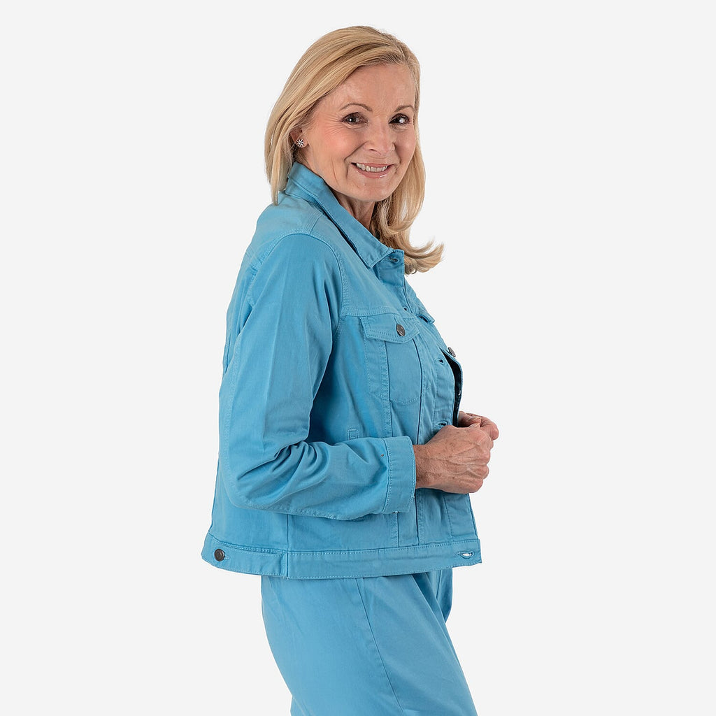 Tamsy Stretch Twill Jacket - Lightweight & Stylish (Size 22) - Turqouise