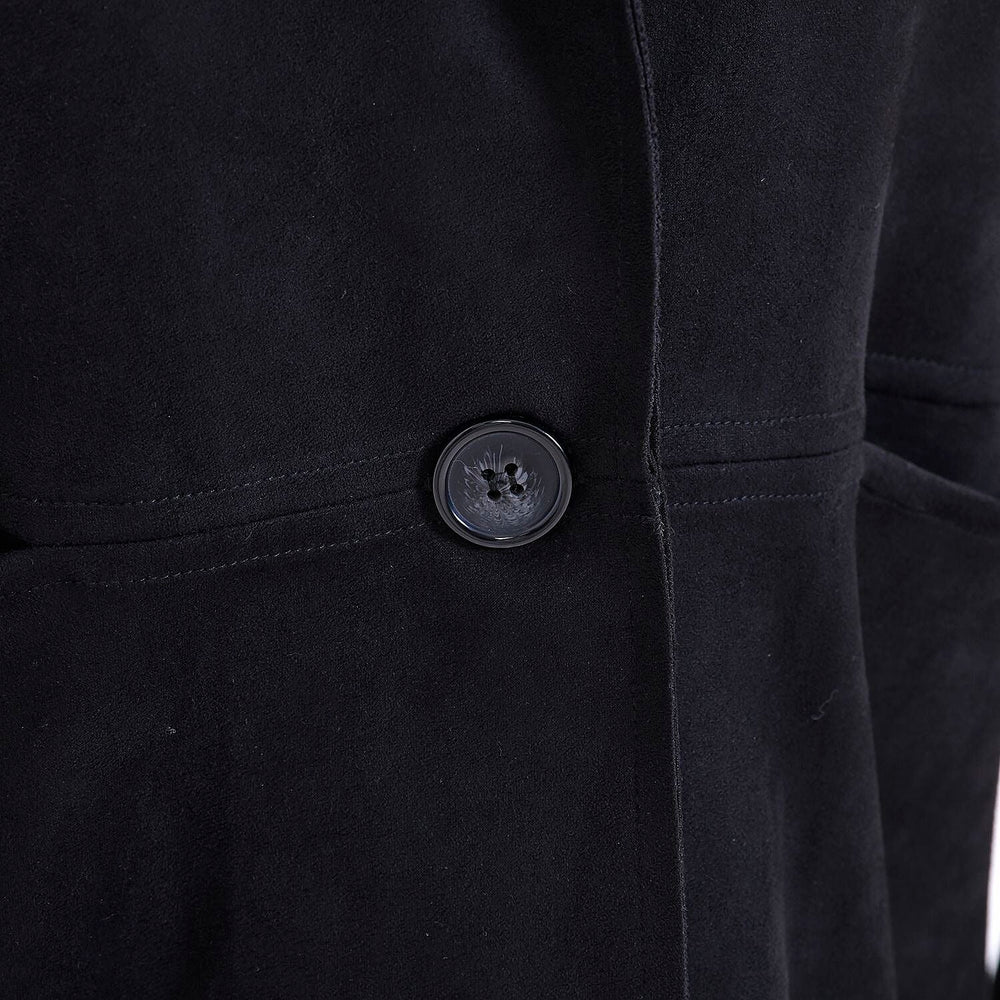 TAMSY Suedette Duster Coat (Size L - 16-18 ) - Black -  CB 35.5in