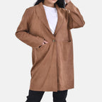 Tamsy Suedette Knitted Duster Coat (Size M) - Camel