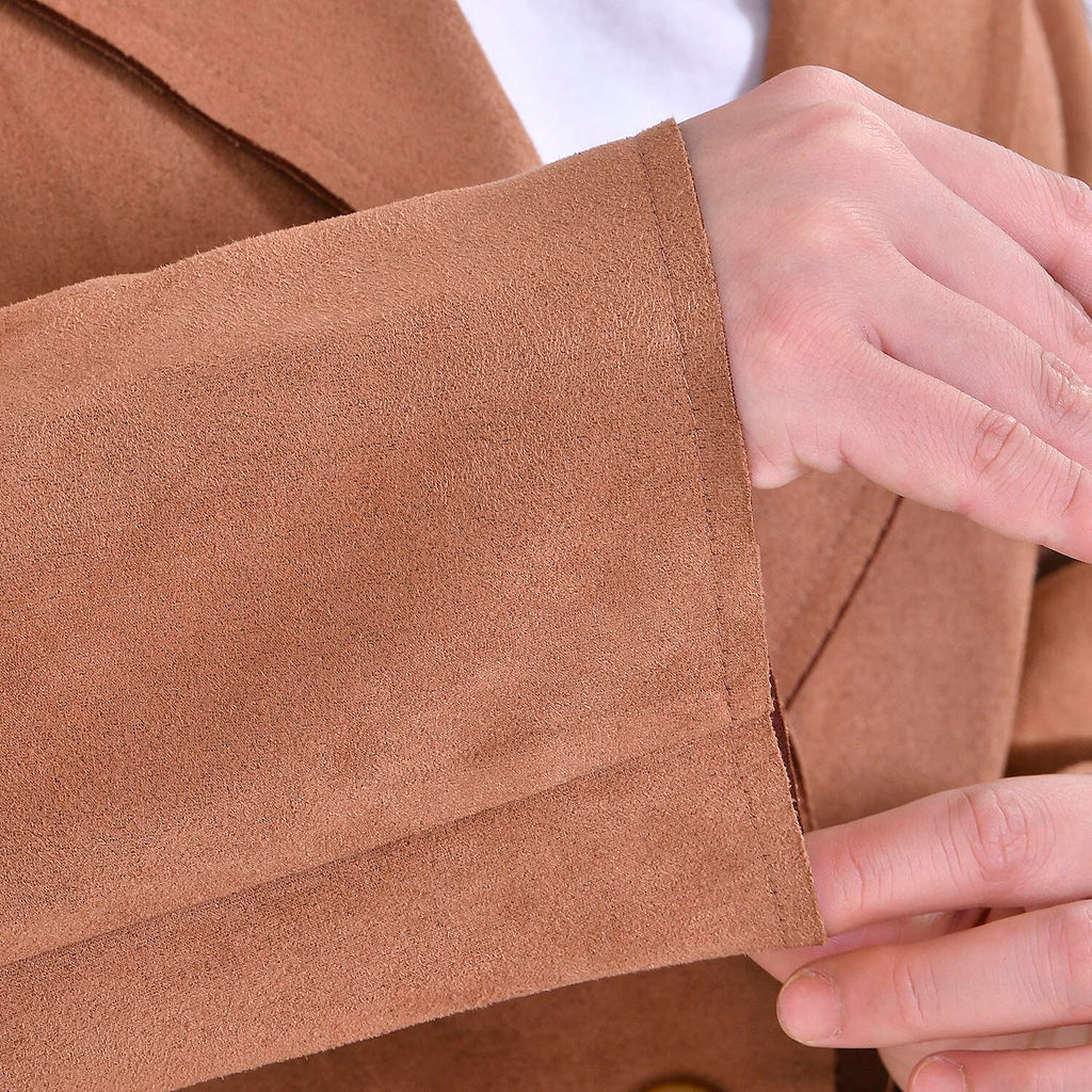 Tamsy Suedette Knitted Duster Coat (Size M) - Camel