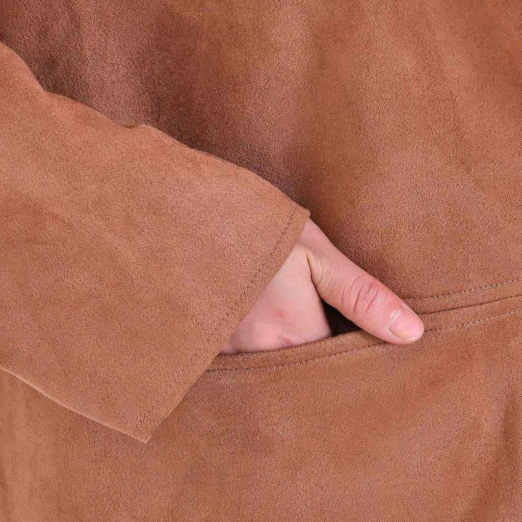 Tamsy Suedette Knitted Duster Coat (Size M) - Camel
