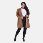 Tamsy Suedette Knitted Duster Coat (Size S) - Camel