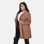 Tamsy Suedette Knitted Duster Coat (Size S) - Camel