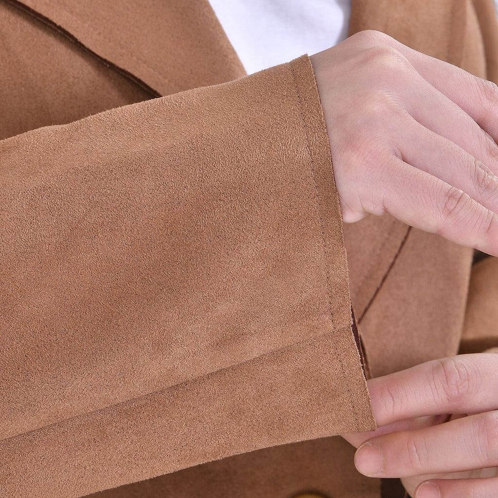 Tamsy Suedette Knitted Duster Coat (Size S) - Camel