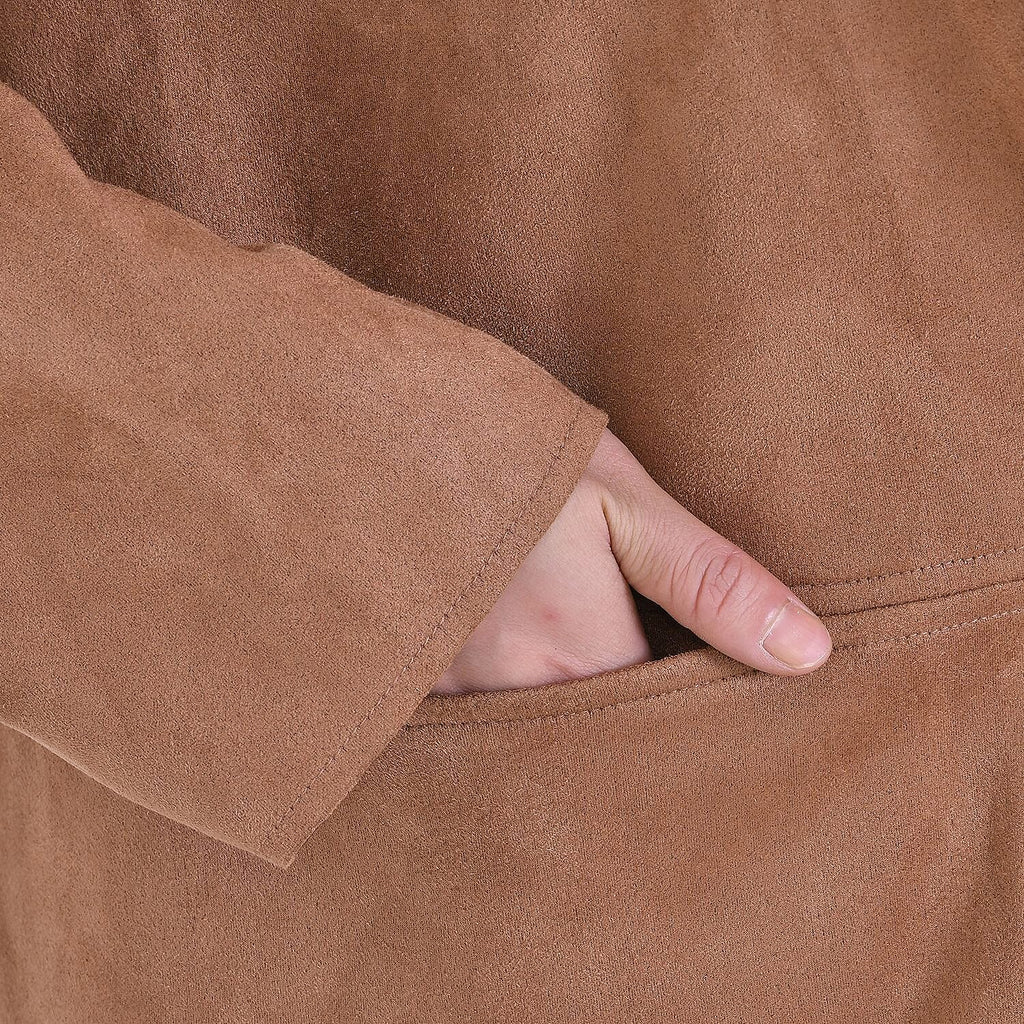 Tamsy Suedette Knitted Duster Coat (Size S) - Camel