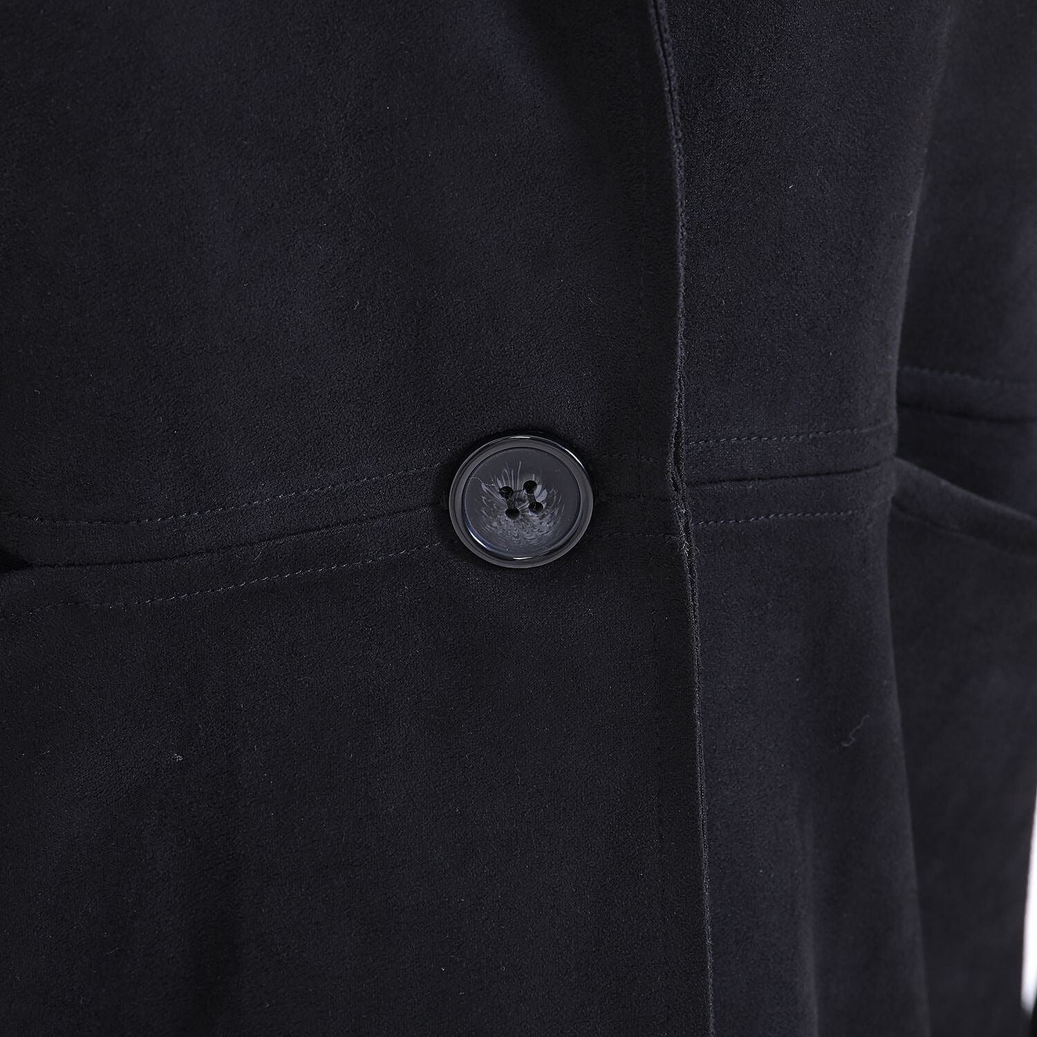 TAMSY Suedette Duster Coat (Size XL - 20-22) - Black-  CB 35.5in
