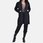 TAMSY Suedette Duster Coat (Size XXL - 24-26) - Black -  CB 35.5in