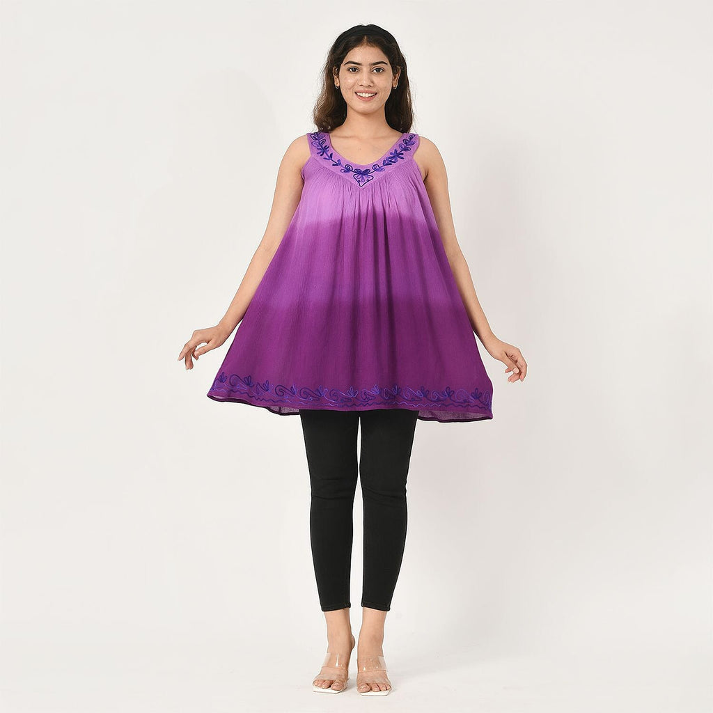 Tamsy Tie Dye Tunic (8-18) - Purple