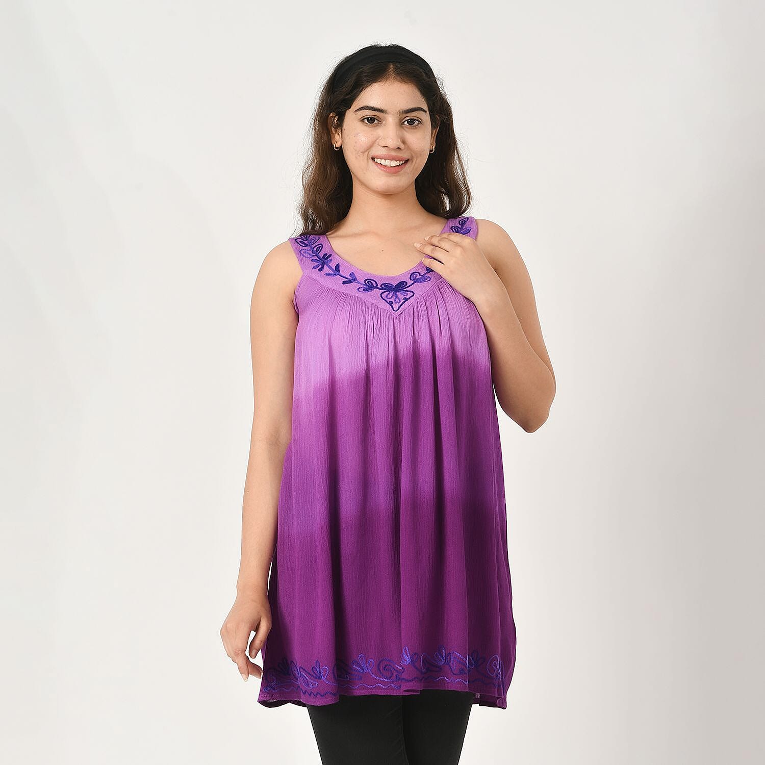 Tamsy Tie Dye Tunic (8-18) - Purple