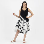 TAMSY 100% Viscose Umbrella Dress (Size - One Size Curve) - Black & White