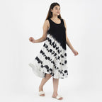 TAMSY 100% Viscose Umbrella Dress (Size - One Size Curve) - Black & White