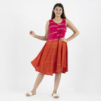 TAMSY 100% Viscose Umbrella Dress (Size - One Size Curve) - Pink & White