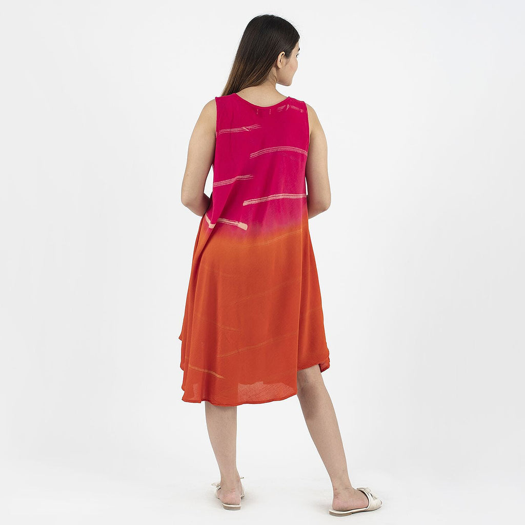TAMSY 100% Viscose Umbrella Dress (Size - One Size Curve) - Pink & White
