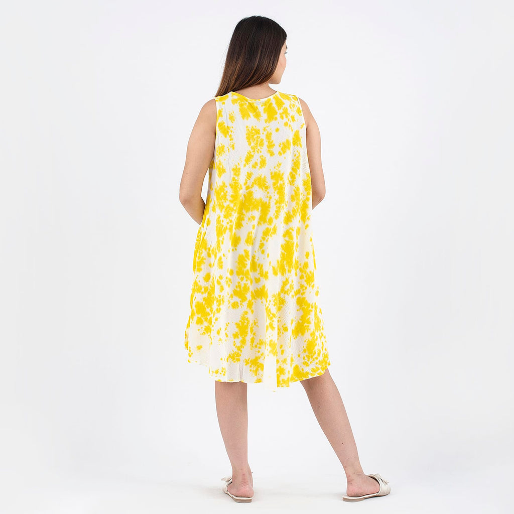 TAMSY 100% Viscose Umbrella Dress (Size - One Size) - Yellow