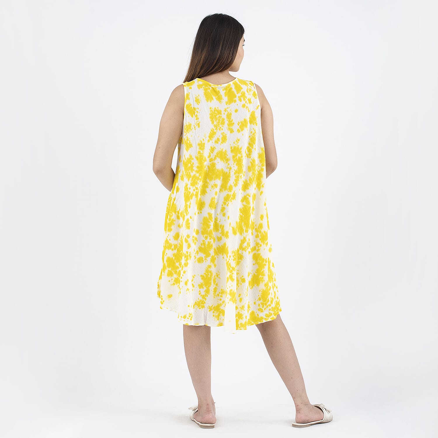 TAMSY 100% Viscose Umbrella Dress (Size - One Size) - Yellow