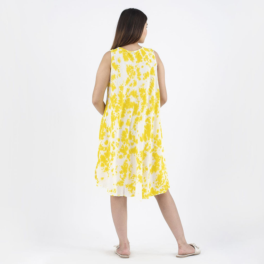 TAMSY 100% Viscose Umbrella Dress (Size - One Size Curve) - Yellow