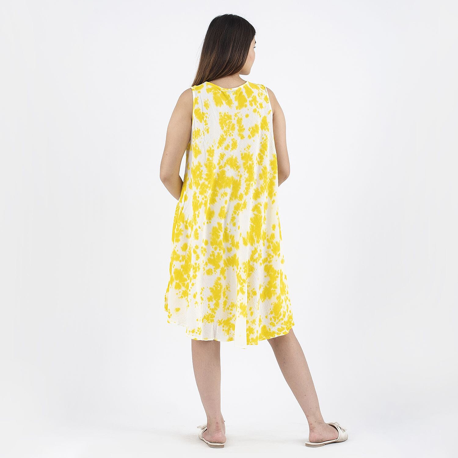 TAMSY 100% Viscose Umbrella Dress (Size - One Size Curve) - Yellow