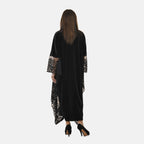 Tamsy Velvet Lace Trim Kaftan Maxi Dress (Size- 8-22) - Black