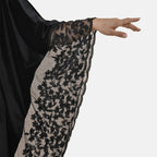 Tamsy Velvet Lace Trim Kaftan Maxi Dress (Size- 8-22) - Black
