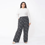 TAMSY Animal Print Trousers (Size L 16 - 18) - Grey