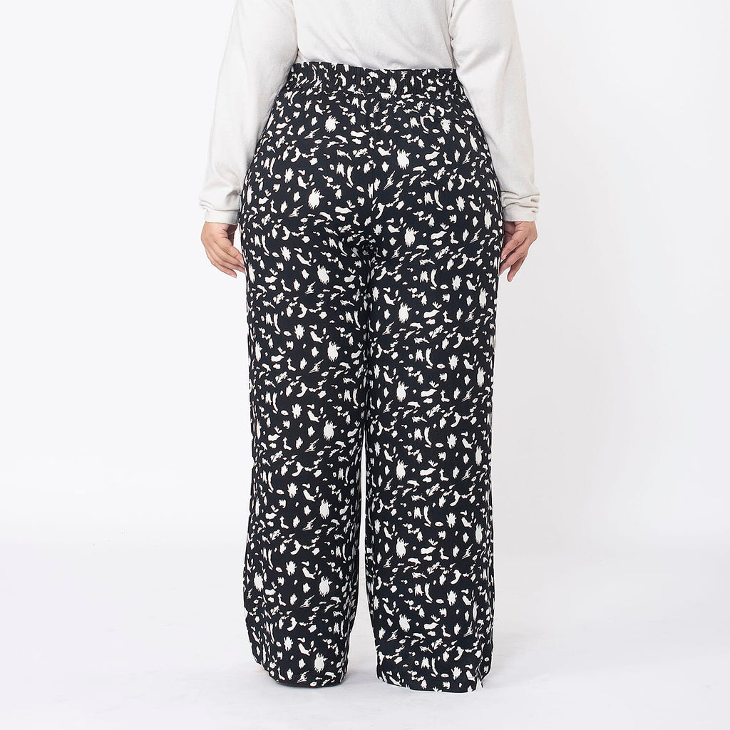 TAMSY Animal Print Trousers (Size L 16 - 18) - Grey