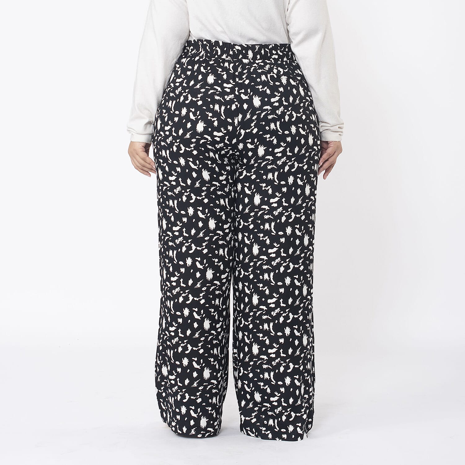 TAMSY Animal Print Trousers (Size L 16 - 18) - Grey